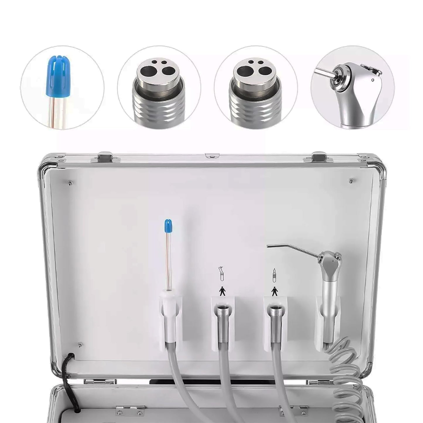 Portable Veterinary Dental Delivery Unit with Air Compressor and Suction System for Veterinary Dental Clinic and Pet Clinic (4-Hole Handle)