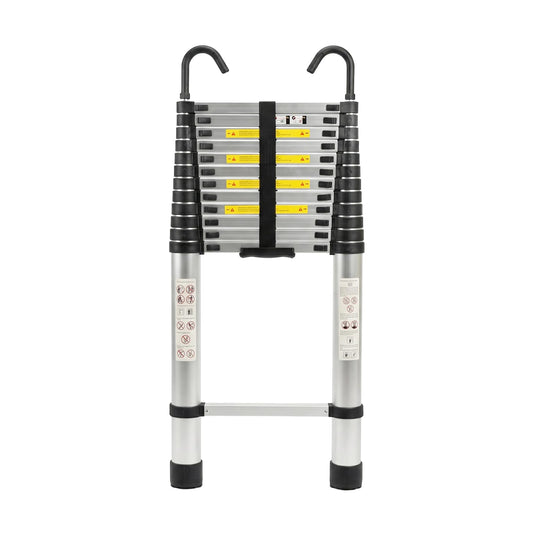 IKAYVOTO Telescoping Ladder 16.5 FT | Aluminum Lightweight Extension Ladder with Stable Hooks | Heavy Duty 330lbs Max Capacity Multi-Purpose Telescopic Collapsible Ladder for Home, RV or Outdoor Work
