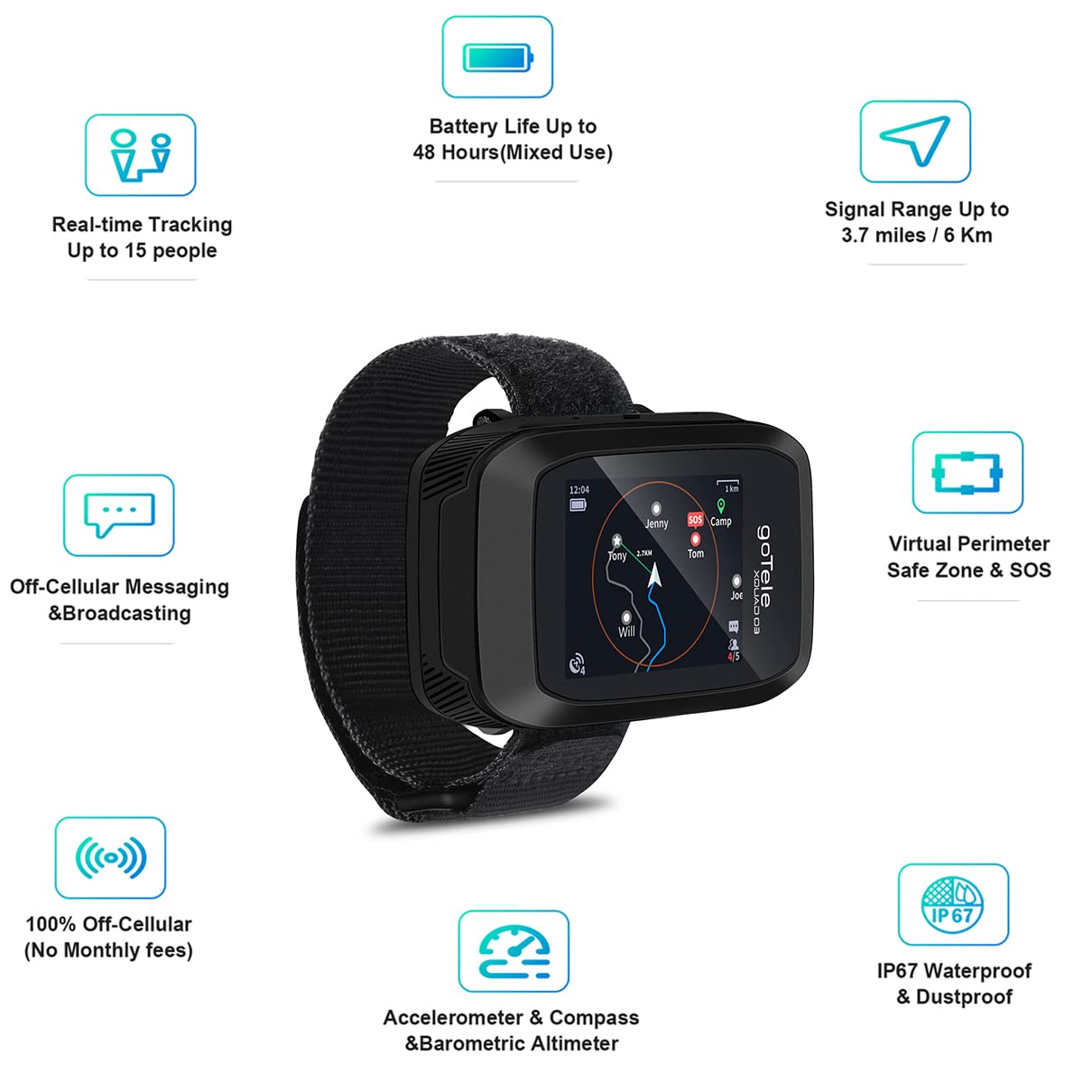 2 Packs GPS Handheld for Hiking Real Time Group Outdoor Exploring Tracking Communication Device Gotele Xquad 03 Off Grid Tracker No Network Required