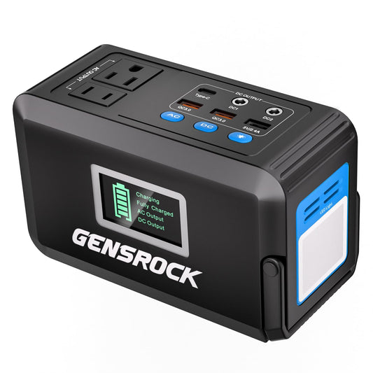 GENSROCK Portable Power Station 120W(220W Peak), 88Wh Camping Solar Generator, Lithium Battery Power Bank with 2 110V AC Outlet, QC 3.0, Type-C, LED Flashlight for CPAP Home Camping Travel Emergency