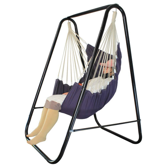 PIRNY Hammock Chair Stand,Include Large Hanging Indoor Swing,MAX Load 500 LBS, Heavy-Duty Steel Hammock Stand for Indoor Outdoor(Grey)