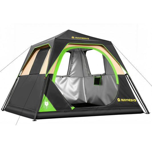 4 Person Instant Tent, Camping Tent Setup in 60 Seconds, Waterproof Pop Up Tents for Camping with Top Rainfly, Instant Cabin Tents with Portable Carry Bag for Family Camp & Hiking, Black + Brown