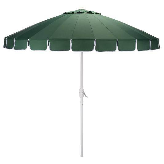 SAFAVIEH Outdoor Patio Furniture Collection – Panza 9 Ft Crank Patio Umbrella, Green & White Pole, Market Umbrella with Crank Lift (PAT8026H)