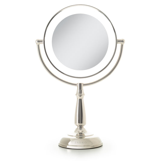 Zadro Makeup Mirror with Lights and Magnification Dimmable Touch LED Lighted Makeup Mirror with Magnification 5X/1X, 17.5" H x 11" W (Polished Nickel)