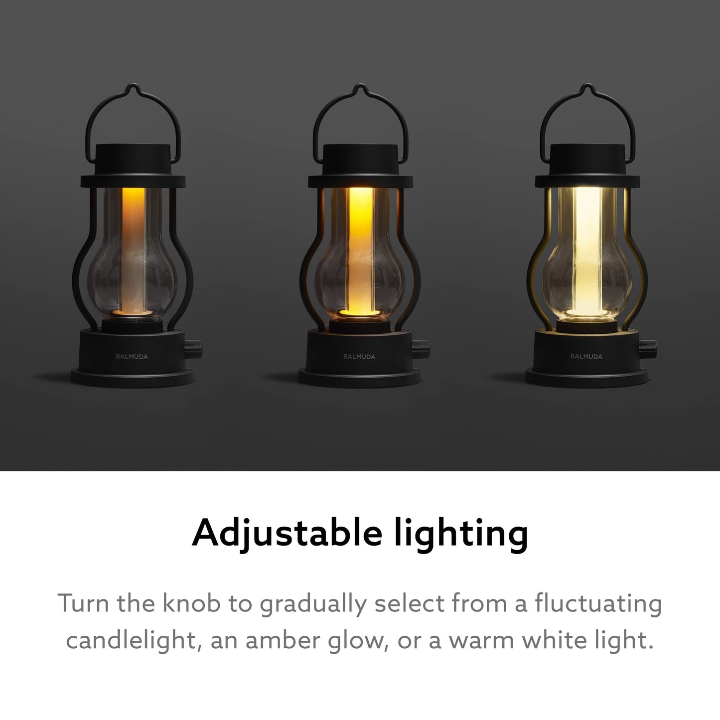 BALMUDA Combo Pack The Lantern Black & Gray | Rechargeable LED Lantern | 3 Light Modes: Candle, Amber, & Warm White | Battery Operated