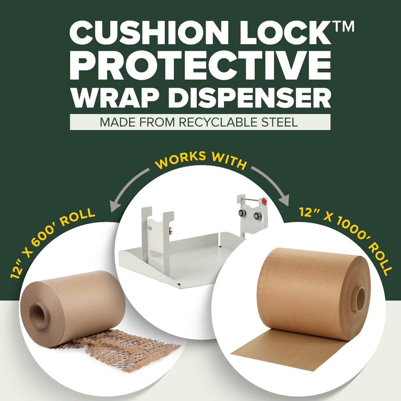 Scotch Cushion Lock Protective Wrap Refillable Dispenser, Sustainable Packaging Solution for Packing, Shipping and Moving, for 12 Inch Wide Wrap (PCW-121000-D)
