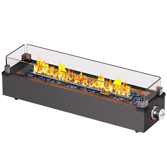 Ciays 28 Inch Tabletop Propane Fire Pit, 50000 BTU Table top Firepit with Glass Wind Guard & Glass Beads, Portable Outdoor Portable Fireplace for Patio and Camping