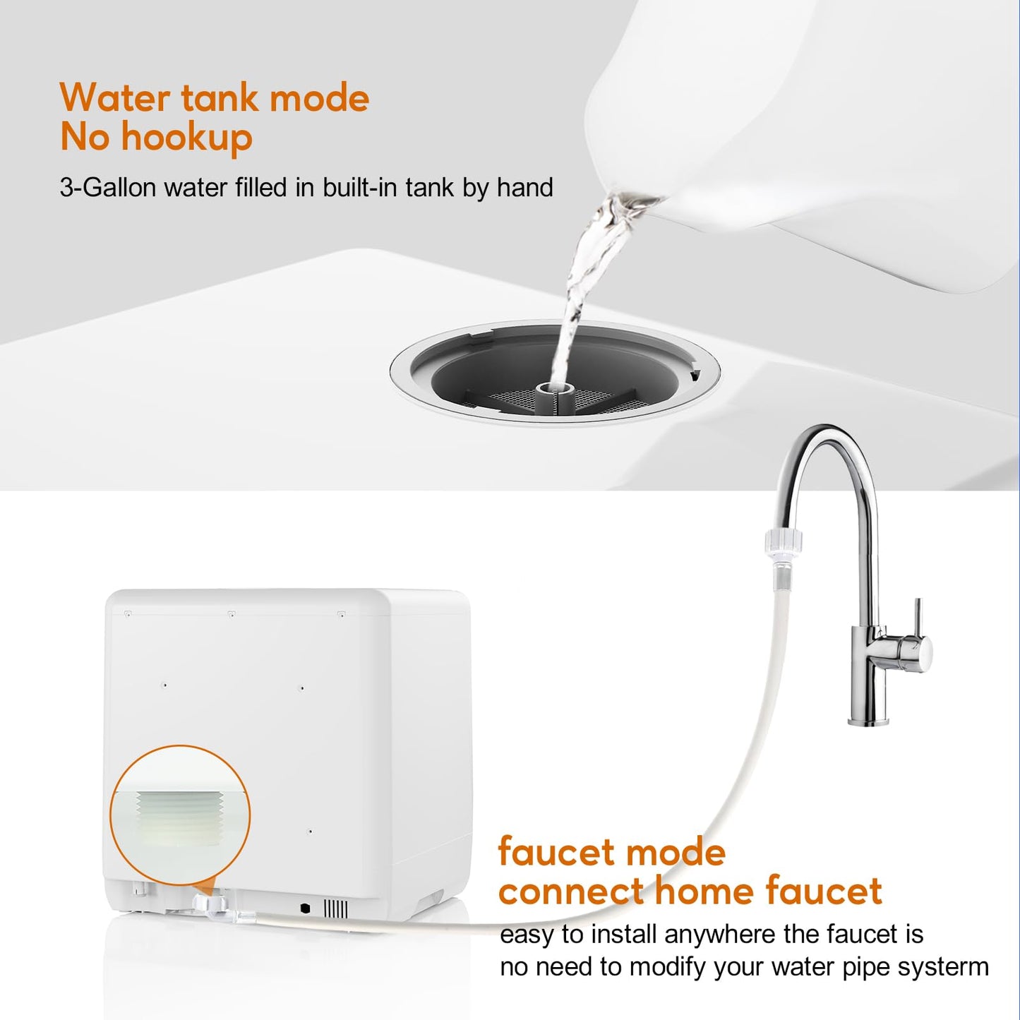 SEAGTOM Portable Dishwashers for Camping and Home with 5l Water Tank, Hose, LED Light, 10 Wash Programs, Baby Care Mode, Dual Water Supply and 1h Hot Air Drying