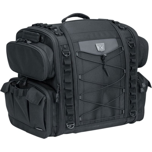 Kuryakyn 5284 Momentum Road Warrior Motorcycle Travel Luggage: Weather Resistant Seat/Trunk/Rack Bag with Sissy Bar Straps, Black