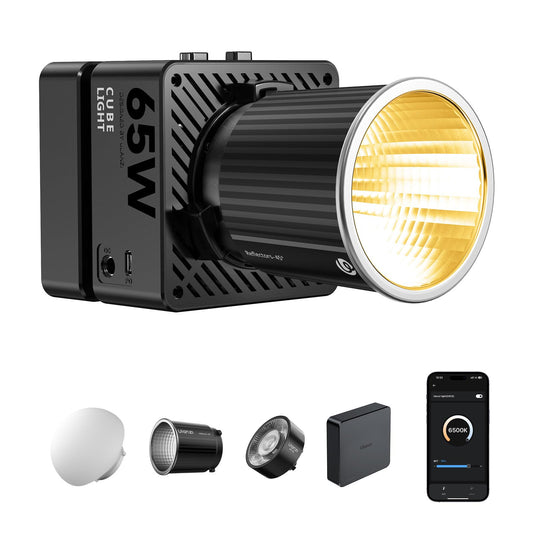 ULANZI EC65 65W Bi-Color COB LED Video Light, 2700K-6500K CRI 95+ Portable Key Light with Battery & App Control, S-Type Modifier Mount, Studio Spotlight for YouTube Interview Photography Filmmaking