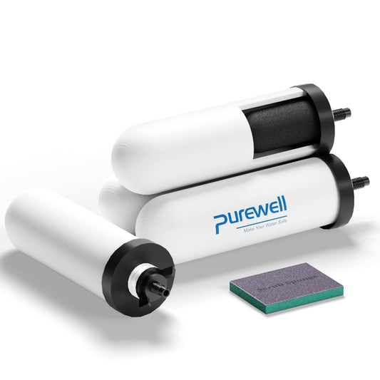 Purewell PF-4 Ceramic 3-Stage Purification Elements, Washable & Reusable, NSF/ANSI 42&372 Certified, Replacement for ProOne®, Berkey®, Purewell® Filters and Water Filter Systems
