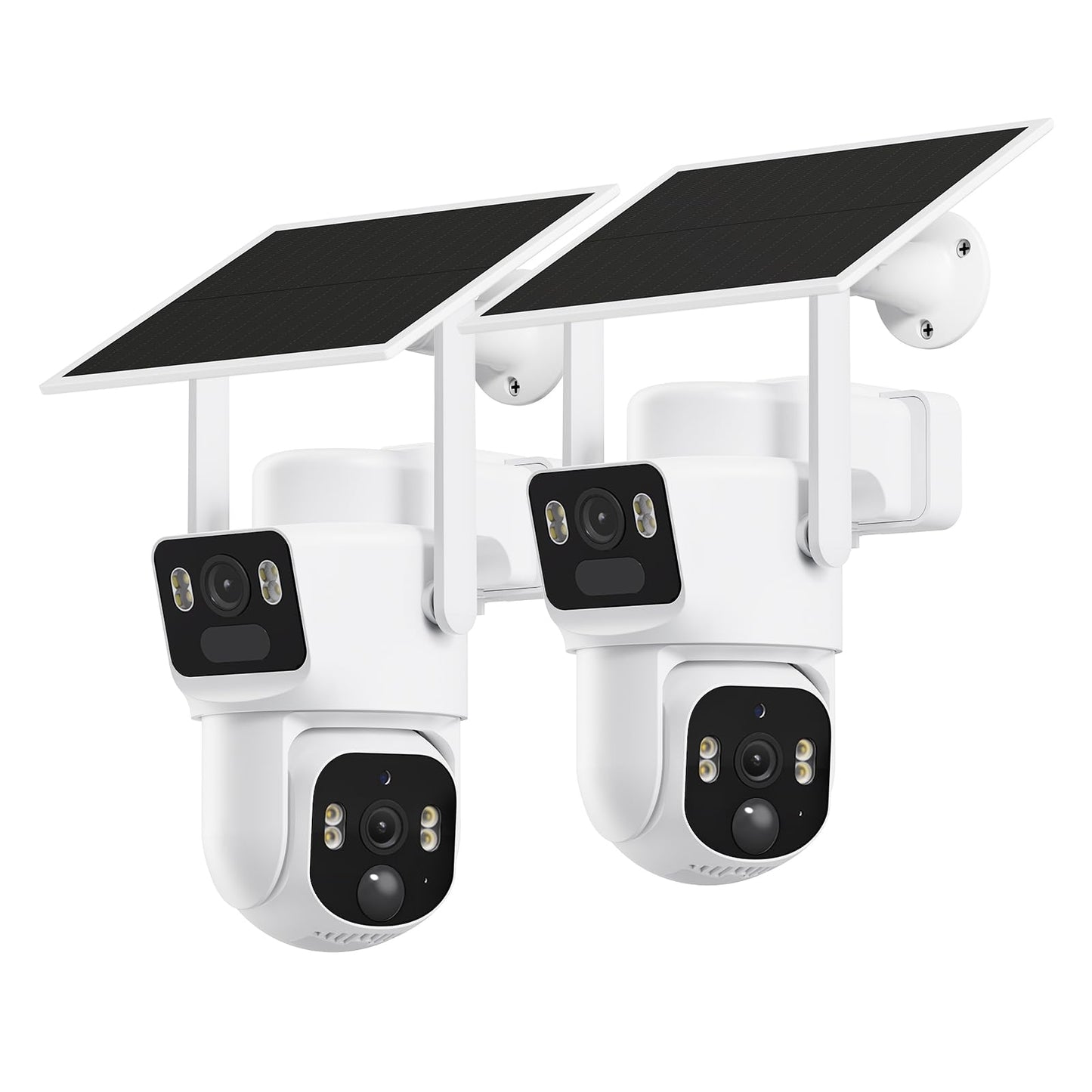 SEHMUA Dual Lens Solar Security Cameras Wireless Outdoor, 2K+2K Dual Views Outdoor Camera Wireless, Color Night Vision, PIR Motion Alerts, 2.4GHz WiFi, IP65, Optional Storage