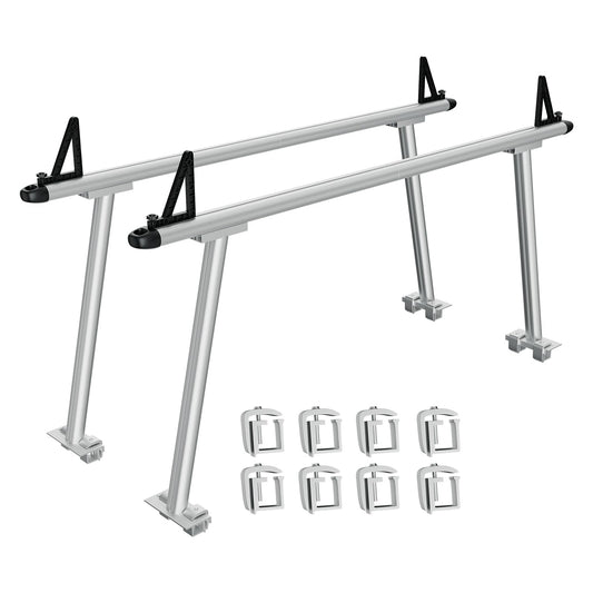 GarveeTech Truck Rack, 71" Aluminum Ladder Rack for Trucks, 800 lbs Capacity with Non-Drilling C-Clamps, Heavy Duty Pickup Truck Racks Two-Bar Set for Kayak, Surfboard, Lumber, Ladder