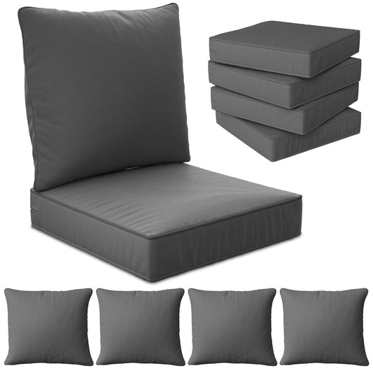 24" x 24" x 6" Outdoor Deep Seat Cushions Set - 4 Set Waterproof & Fade Resistant Patio Furniture Replacement Cushions, Non-Slip Outdoor Cushions Fit Loveseats, Couches, Chairs, and Sofas.
