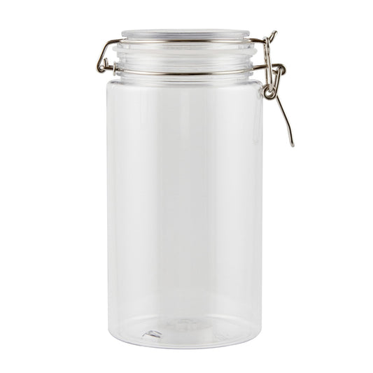 Restaurantware-Met Lux 51 Ounce Mason Jars, 20 Airtight Storage Jars With Lids - Rubber Gasket, Wide Mouth, Clear Plastic Round Canisters, Durable, For Kitchen And Pantry Storage Of Bulk Dry Food