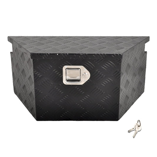 TBAPFS 26 Inch Aluminum Trailer Tongue Tool Box 5 Bar Tread Wide Utility ToolBox for Pick Up Truck RV Storage Organizer Tool Box with Lock and Keys - 26"X13.3"X12" Black