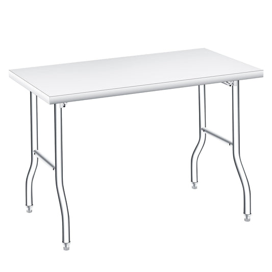GAOMON Stainless Steel Foldable Table, 48x24 Inch Industrial Workbench, 1100 LBS Capacity Portable Utility Table for Workshop, Warehouse and Garage, Heavy Duty