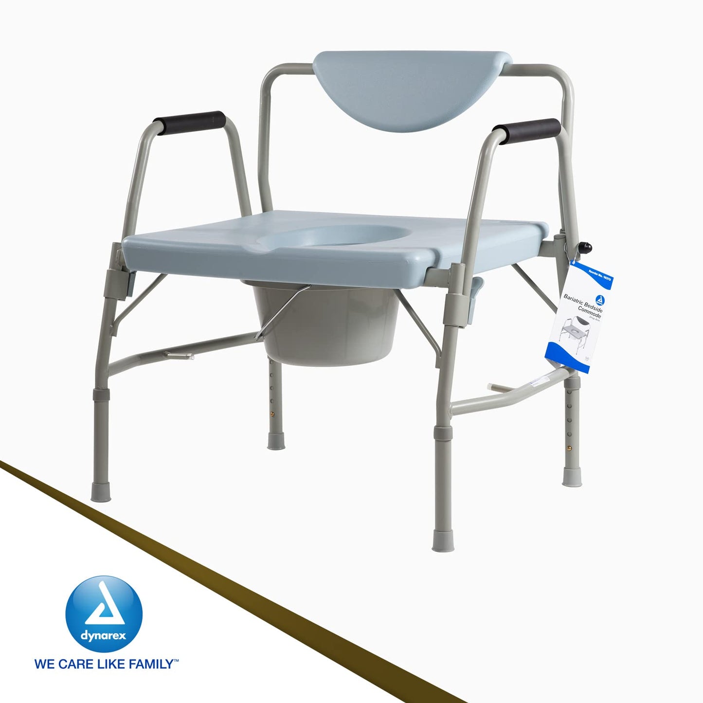 Dynarex Bariatric Drop Arm Bedside Commode, Multi-Use Portable Toilet Chair with 650 Pound Weight Capacity and a Heavy-Duty Steel Frame, Grey, 1 Bariatric Drop Arm Bedside Commode