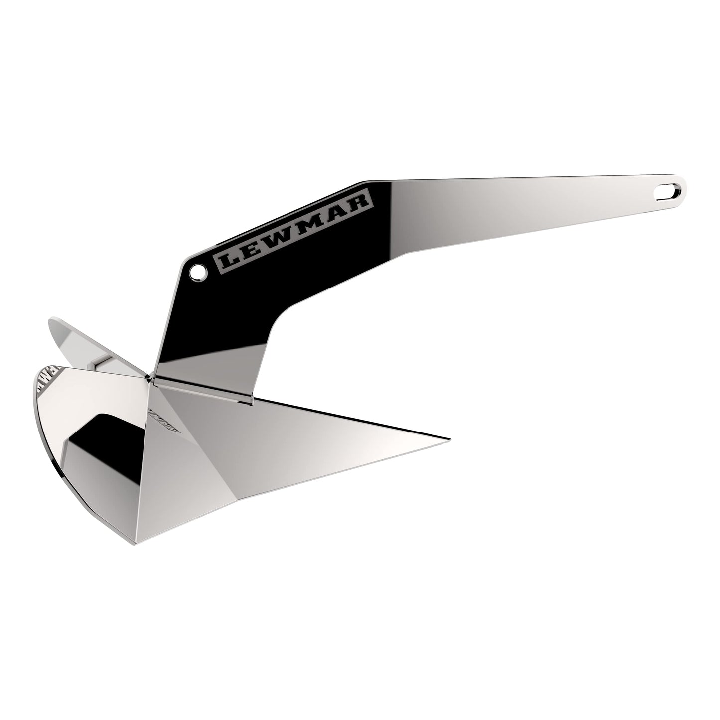 Lewmar DTX Stainless Steel Anchor 14 lbs. for Boats 21'- 31', Lead ballasted tip, Integrated Eye, one-Piece Build, Non-hinged plow, self-Launching, 23-3/8" L x 10-7/16" W x 10" H - 2020202203