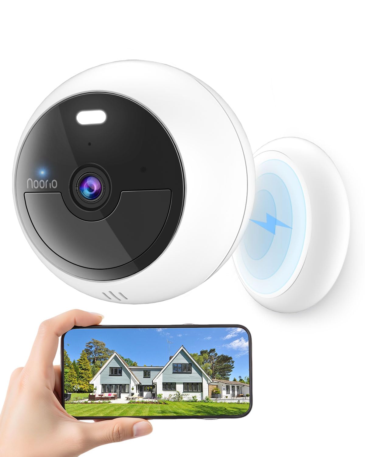 Noorio Security Cameras Wireless Magnetic, 2K+ Indoor Outdoor Camera for Home Battery Powered, Smart Motion Detection Outdoor Pet Camera, Free Local Storage MagCam, 2.4G WiFi, B211S