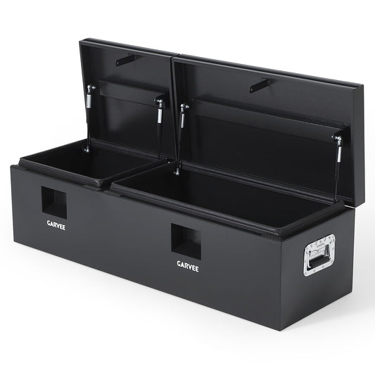 Garvee Heavy Duty Steel Truck Bed Tool Box, Truck Tool Box with Side Handle, Waterproof Trailer Storage Tool Box Chest Box Organizer for Pickup, Truck Bed, RV, Trailer