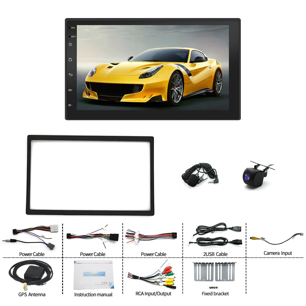 Slakerbe Android 14 Double Din Car Stereo Radio Compatible with Ford Explorer 1995-2001, 2G+32G 7" Touchscreen Car Radio w/Wireless Carplay Android Auto GPS WiFi Bluetooth RDS SWC Mic Backup Camera