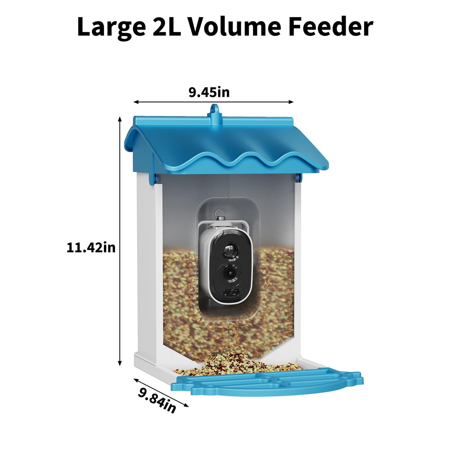 Smart Bird Feeder with Camera, 4K Ultra HD Live Video Wild Bird House with AI Recognition of 8000+ Species,Solar Powered Wireless Bird Camera,Squirrel Deterrent,Auto Capture,Ideal Gift for Bird Lovers