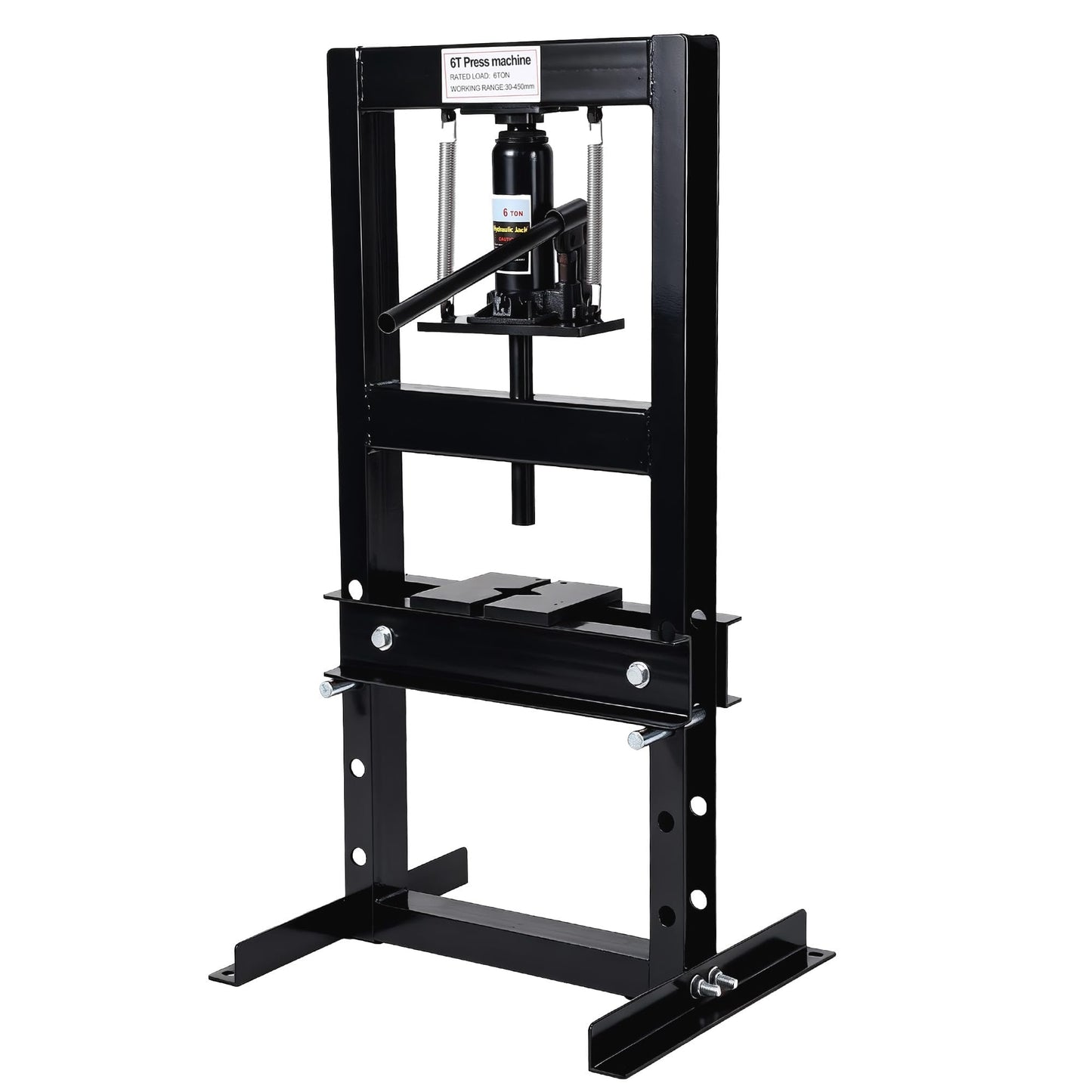 GAOMON 6 Ton Hydraulic H-Frame Shop Press – Heavy Duty Manual Hydraulic Press with Adjustable Bed, Stamping Plates, Worktable – Auto Repair, Metalworking, Garage, Engine Bearing Removal – 6T, Black