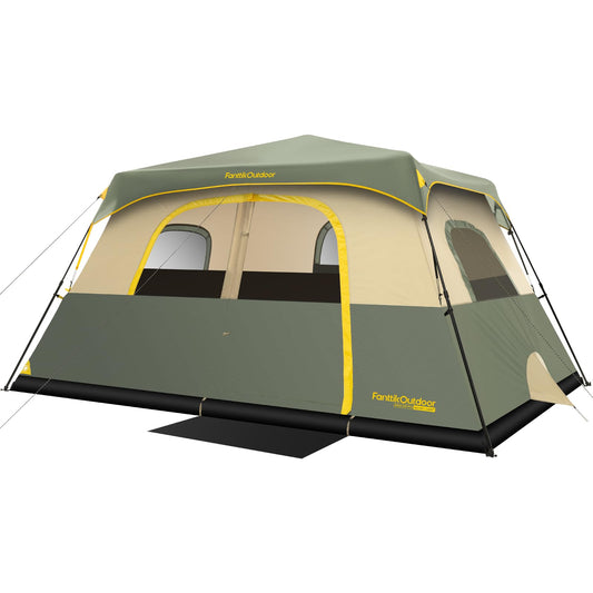 FanttikOutdoor Zeta C8 Pro Camping Tent 8 Person Instant Cabin Tent Setup in 60 Seconds with Rainfly & Windproof Portable with Carry Bag for Family Camping & Hiking, Upgraded Ventilation, Green