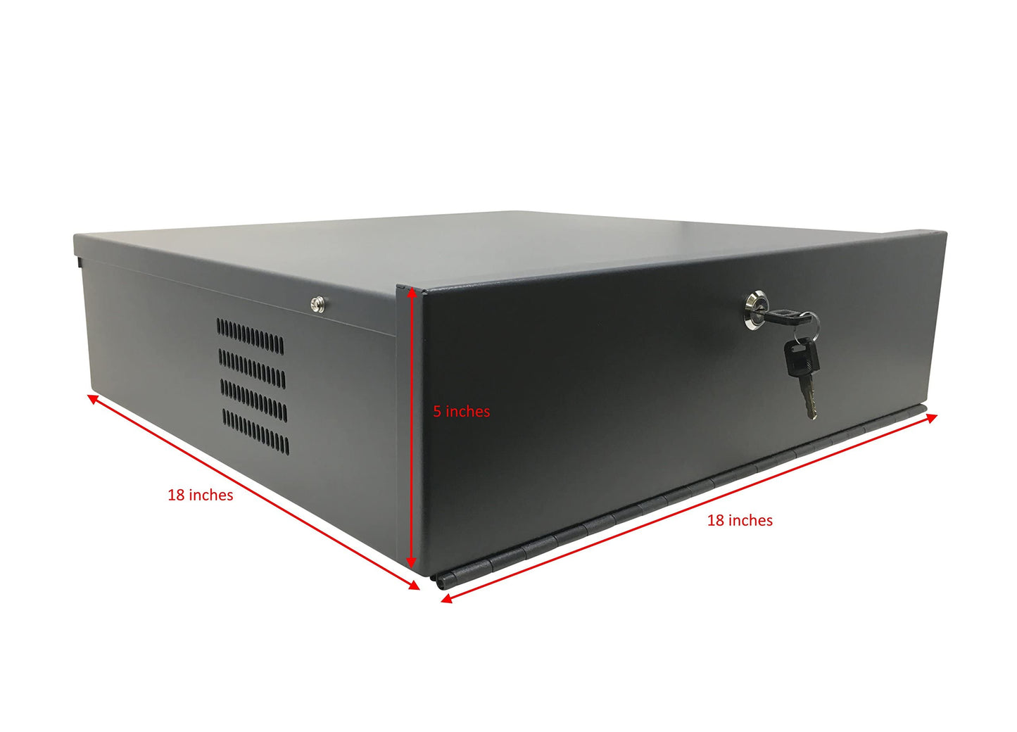 Kenuco Heavy Duty 16 Gauge DVR Security Lockbox with Fan (Black 18'' X 17.9'' X 4.96')