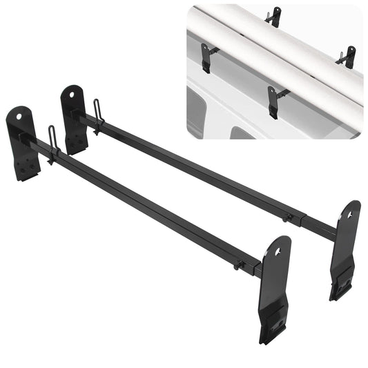 ECOTRIC Cross Bar 53"-66" Compatible with 1999-2022 Chevy Express 2500 3500/GMC Savana 2500 3500/Ford E-150 E-250 E-350 E-450 Ladder Rack Carrier