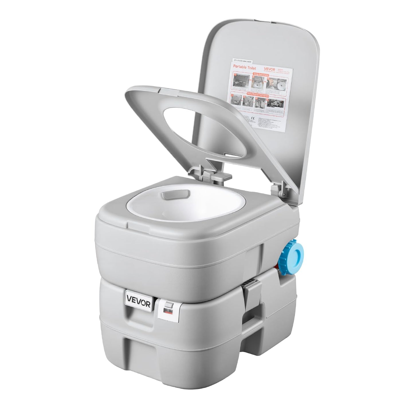 VEVOR Portable Toilet, 7.9 Gal Detachable Waste Tank & 5 Gal Flush Tank, 200 Flushes, Camping Toilet for Adults, Outdoor Porta Potty with Level Indicator, Suitable for RV Travel, Camping, Hiking