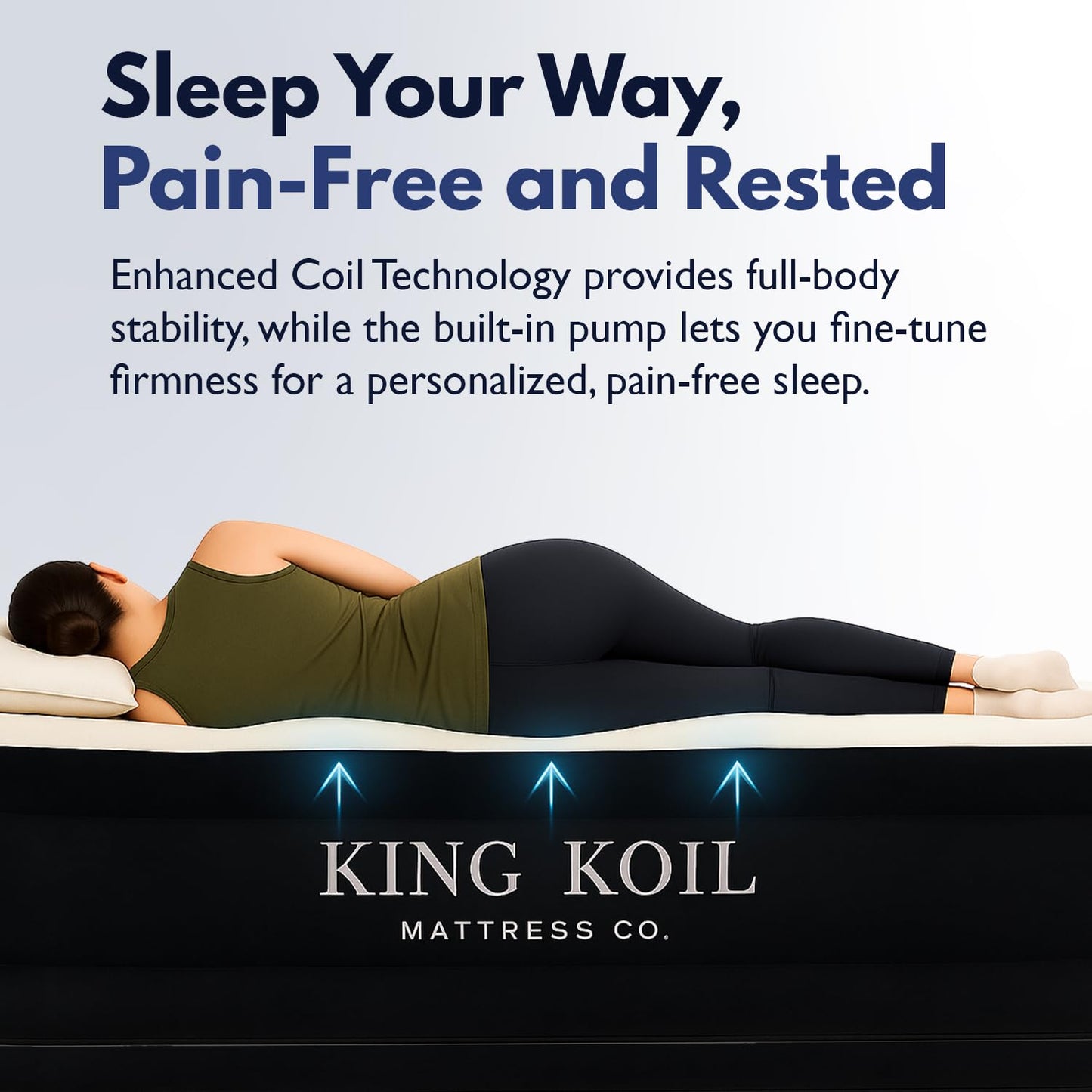 King Koil Plush Pillow Top Luxury Twin Air Mattress with Built-in High-Speed Pump for Camping, Home & Guests - Airbed Inflatable Blow Up Mattress, Waterproof, 1-Year Manufacturer Warranty.