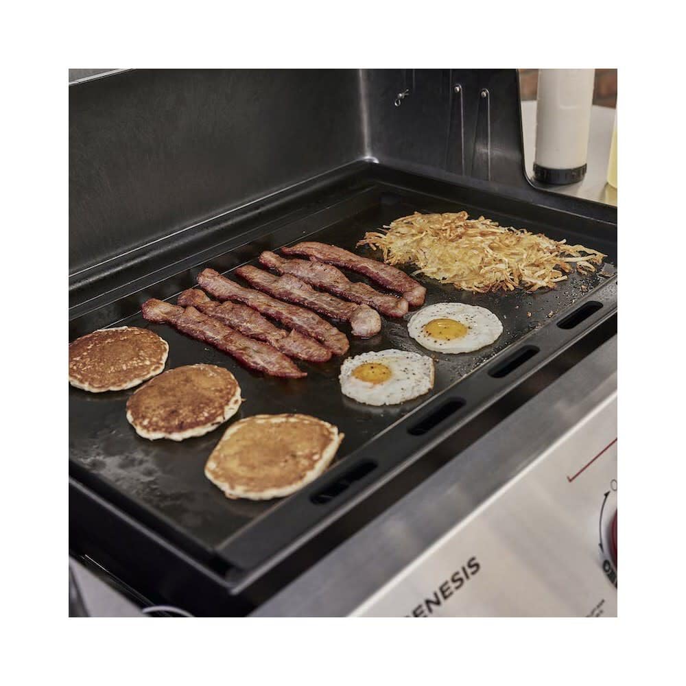 Weber Rust‑Resistant Outdoor Griddle Insert, Full‑Size – Pre-Seasoned Carbon Steel Griddle for Summit and Genesis 300 Series (3 Burners), Gas Grill Accessory