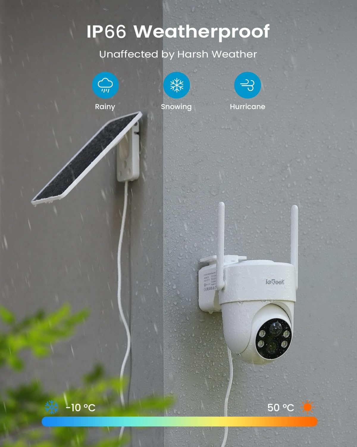 ieGeek 2 Pack S5 Solar Security Cameras Wireless Outdoor – 2K 3MP WiFi Camera with Removable Solar Panel, 360° Pan Tilt, Color Night Vision, AI Detection, 2-Way Audio, IP65 for Home Security