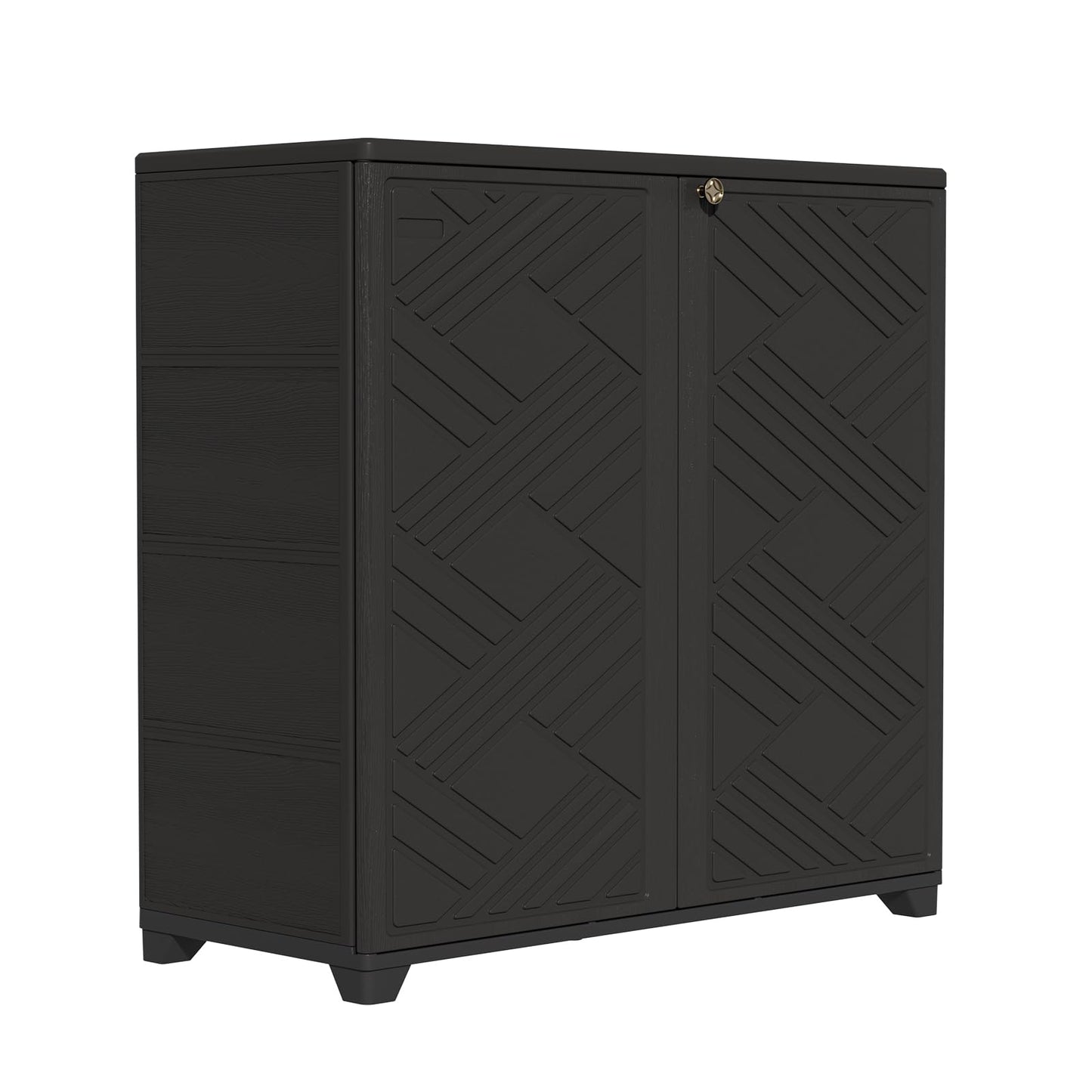 ZZM Indoor/Outdoor Storage Cabinet Waterproof, 34"x15"x34" Plastic Outdoor Storage Box for Garden Balcony Bathroom, All Weather Outdoor Storage Clearance, DIY Usage, with No Shelf (Black)