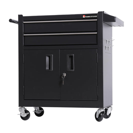 TANKSTORM Tool Chest Heavy Duty Cart Steel Rolling Tool Box with Lockable Doors (TZ12 Black)