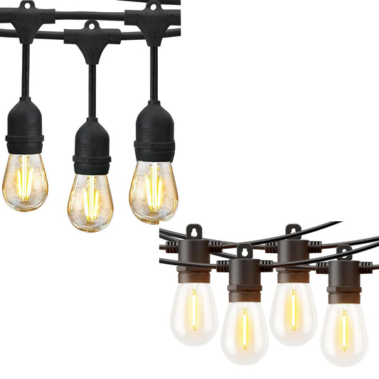 Svater 300 FT Outdoor String Lights, Patio Light for Outside Plastic LED Bulbs, IP65 Waterproof Hanging Cafe Market Lighting, ETL-Listed Dimmable Warm White