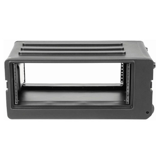 SKB 4U rSeries Shallow Rolling Rack with Integrated Back Wheels and 1-Touch Pull Handle, Comes with 8 Rack Units and Interlocking Molded Stacking Bars