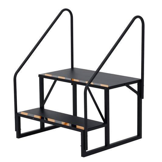 GarveeTech RV Steps with Handrail, 3-Step Heavy Duty Stable Universal Stair, Mobile Home Stairs Outdoor RV Step Ladder for Travel Trailer Pool Hot Tub Trampoline