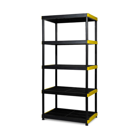 Simpli-Magic 5-Tier Heavy Duty Plastic Storage Shelving Unit, Garage & Outdoor Organizer, Modular Rack, 36 x 24 x 75 Inches, 250 lbs per Shelf, 1250 lbs Total Capacity