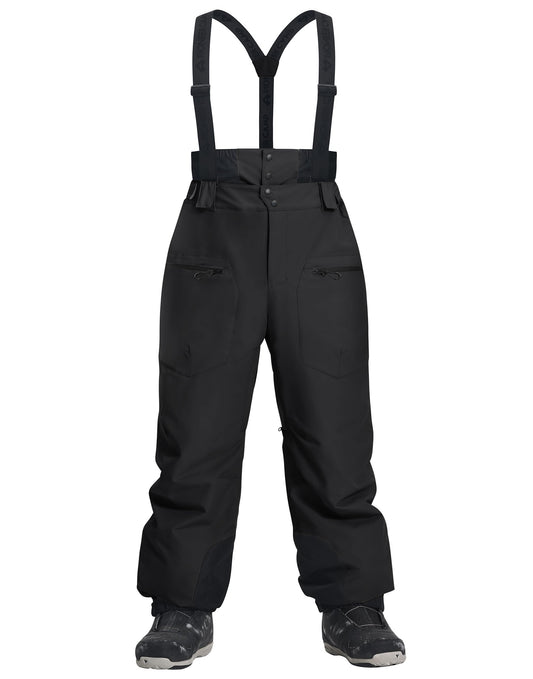 Pioneer Camp Snow Pants Men Baggy Snowboard Pants Waterproof Insulated Outdoor Winter Warm Ski Bibs Overall with Suspenders Black