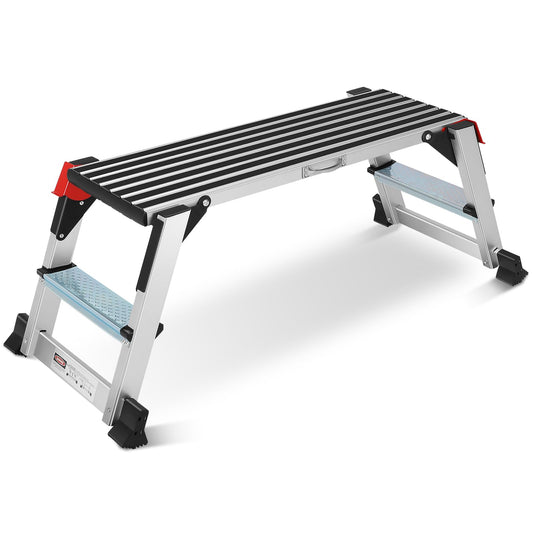 Work Platform, Aluminum Step Ladder, 40"×12"×20" Step Platform Non-Slip, Heavy Duty Folding Work Bench Capacity 330 LBS for Washing Vehicles, Cleaning, Painting, Decorating