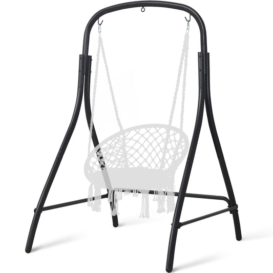 SUNCREAT Hammock Chair Stand, Heavy-Duty Steel Hammock Stand, 400 lbs Capacity, Adjustable Height, Dual-use Swing Stand for Outdoor Indoor, Hammock Chair not Included, Black