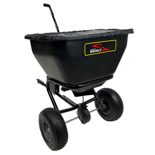 Brinly BS361BH-A Deluxe Tow Behind Broadcast Spreader with Extended Easy-Reach Handle and Weatherproof Cover, 175 lb.