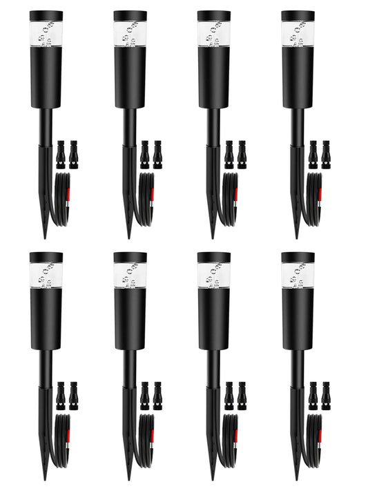 DOREIO 5W Low Voltage Landscape Pathway Lights with Connectors 12V Outdoor Landscape Lighting LED Bollard Path Lights Wired IP65 Waterproof Warm White Walkway Lights for Garden Yard Lawn (8Pack)