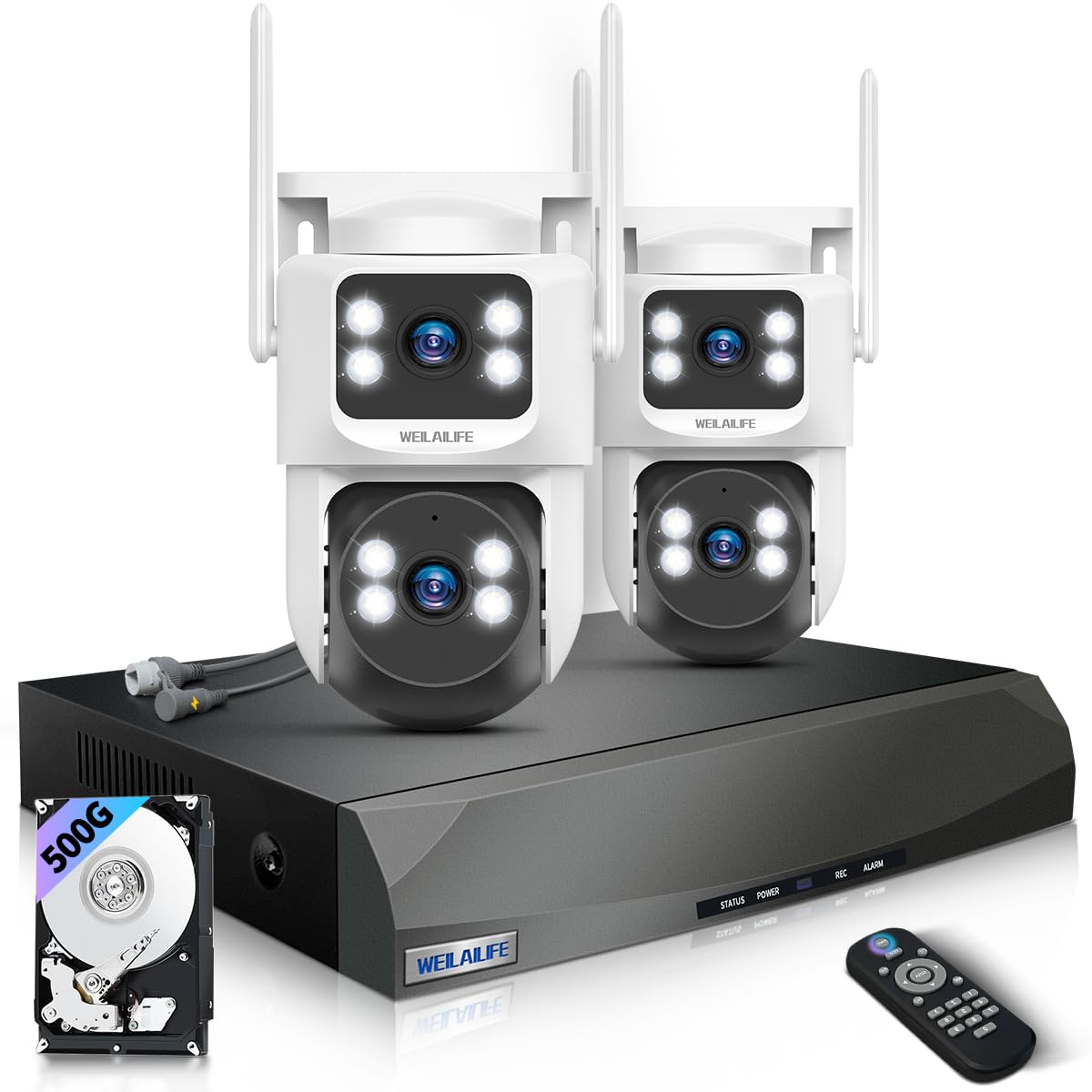【2-Way Audio & Auto Tracking】 4MP PTZ Security Cameras Wireless Outdoor, WiFi Home Security Camera System, Video Surveillance DVR Kits