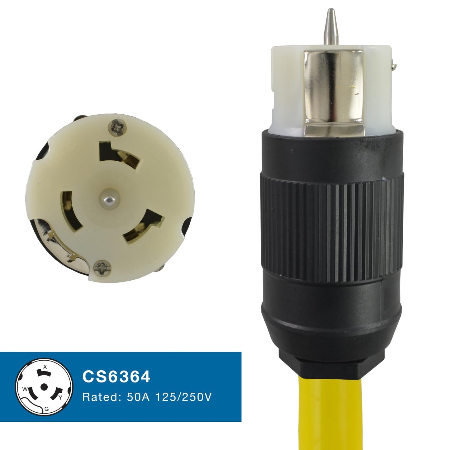 Conntek Transfer Switches Cord / Temp Power Cord, L14-30P 30-Amp 4 Prong Locking Plug to CS6364 50-Amp Locking Female (25-Feet)