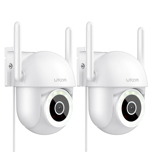 litokam 4MP Security Camera Outdoor, 2.5K Cameras for Home Security Outside with 360° PTZ, Color Night Vision, WiFi Cam with Siren, Auto Tracking & AI Motion Detection, 2-Way Talk (2 Pack)