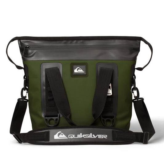 Quiksilver Tote Bag Soft Cooler 20L, Holds 24 Cans, 48 Hour Insulation, Leakproof & Waterproof Design, Heavy Duty TPU, IPX7, Multiple Padded Straps, Bottle Opener (Trekking Green)